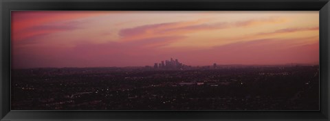 Framed Red sky over Los Angeles, California Print