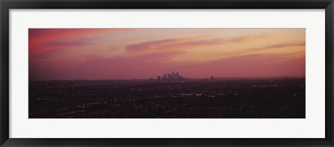 Framed Red sky over Los Angeles, California Print