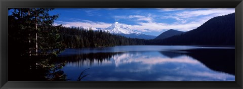 Framed Reflection of clouds in water, Mt Hood, Lost Lake, Mt. Hood National Forest, Hood River County, Oregon, USA Print