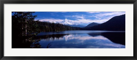 Framed Reflection of clouds in water, Mt Hood, Lost Lake, Mt. Hood National Forest, Hood River County, Oregon, USA Print