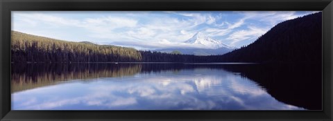 Framed Reflection of clouds in a lake, Mt Hood viewed from Lost Lake, Mt. Hood National Forest, Hood River County, Oregon, USA Print