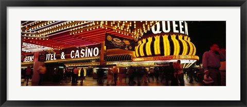 Framed Casino lit up at night, Four Queens, Fremont Street, Las Vegas, Clark County, Nevada, USA Print