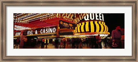 Framed Casino lit up at night, Four Queens, Fremont Street, Las Vegas, Clark County, Nevada, USA Print