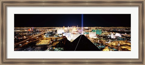 Framed High angle view of a city from Mandalay Bay Resort and Casino, Las Vegas, Clark County, Nevada, USA Print