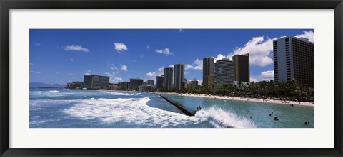 Framed Waikiki Beach, Honolulu, Oahu, Hawaii Print