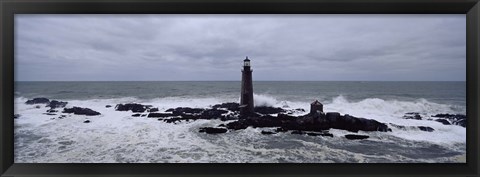 Framed Lighthouse on the coast, Graves Light, Boston Harbor, Massachusetts, USA Print