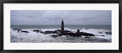 Framed Lighthouse on the coast, Graves Light, Boston Harbor, Massachusetts, USA Print