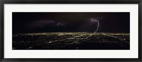 Framed Lightning in the sky over a city, Phoenix, Maricopa County, Arizona, USA Print