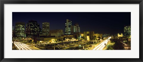 Framed Buildings in a city lit up at night, Phoenix, Arizona Print