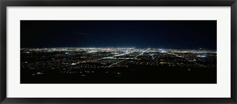 Framed Aerial view of a city lit up at night, Phoenix, Maricopa County, Arizona, USA Print