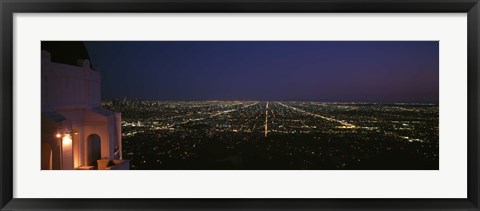 Framed View of a city at night, Griffith Park Observatory, Griffith Park, City Of Los Angeles, Los Angeles County, California, USA Print