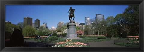 Framed Statue in a garden, George Washington Statue, Boston Public Garden, Boston, Suffolk County, Massachusetts, USA Print