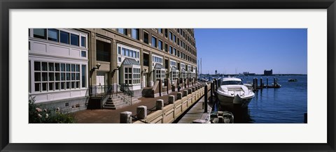 Framed Boats at a harbor, Rowe&#39;s Wharf, Boston Harbor, Boston, Suffolk County, Massachusetts, USA Print