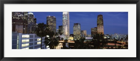 Framed Skyscrapers at night in the City Of Los Angeles, Los Angeles County, California, USA Print