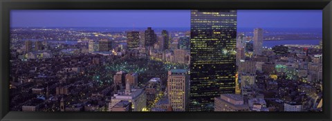 Framed Boston Lit Up at Night Print