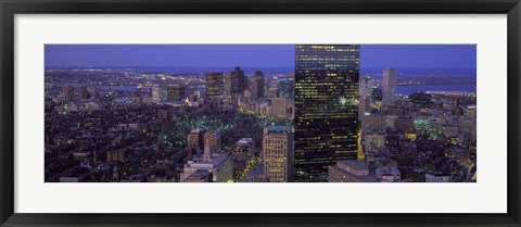 Framed Boston Lit Up at Night Print