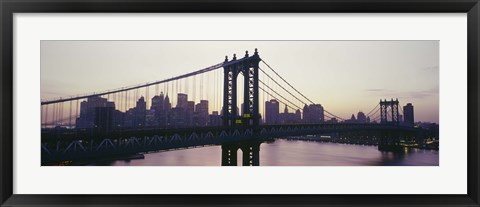 Framed Bridge across a river, Manhattan Bridge, East River, Manhattan, New York City, New York State, USA Print