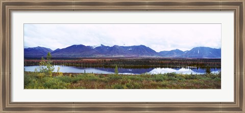 Framed Lake with a mountain range in the background, Mt McKinley, Denali National Park, Anchorage, Alaska, USA Print