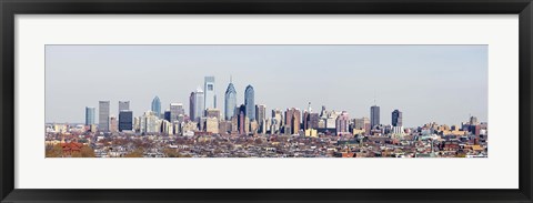 Framed Buildings in a city, Comcast Center, City Hall, William Penn Statue, Philadelphia, Philadelphia County, Pennsylvania, USA Print