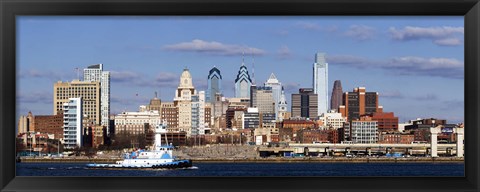 Framed Buildings at the waterfront, Delaware River, Philadelphia, Pennsylvania Print