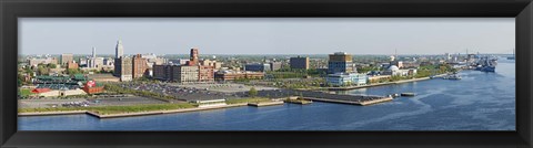 Framed Buildings at the waterfront, Adventure Aquarium, Delaware River, Camden, Camden County, New Jersey, USA Print