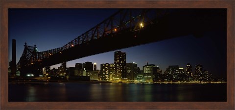 Framed Queensboro Bridge Over East River, Manhattan (night) Print