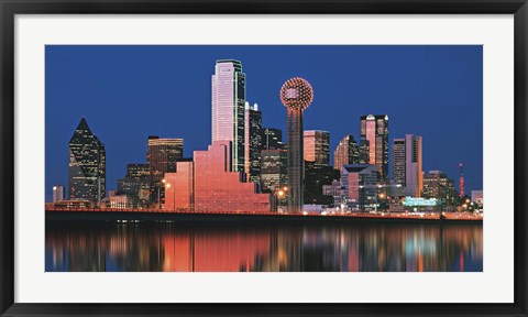 Framed Reflection of skyscrapers in a lake, Digital Composite, Dallas, Texas, USA Print