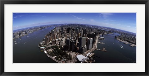 Framed Aerial view of Manhattan and rivers, New York City, New York State, USA Print