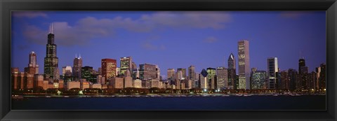 Framed Lake Michigan City Skyline at Dusk, Chicago, Illinois, USA Print