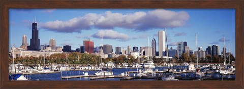 Framed Boats at Burnham Harbor, Chicago, Illinois Print