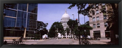 Framed Government building in a city, Wisconsin State Capitol, Madison, Wisconsin, USA Print