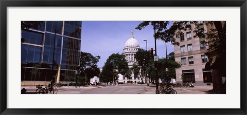 Framed Government building in a city, Wisconsin State Capitol, Madison, Wisconsin, USA Print