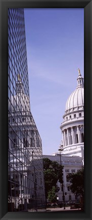 Framed Low angle view of a government building, Wisconsin State Capitol, Madison, Wisconsin, USA Print