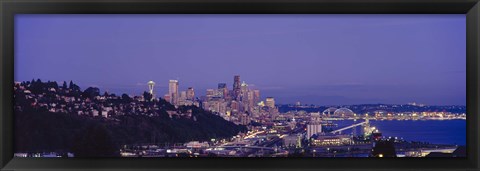 Framed City skyline at dusk, Seattle, King County, Washington State, USA Print