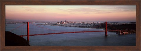 Framed Suspension bridge at dusk, Golden Gate Bridge, San Francisco Bay, San Francisco, California, USA Print