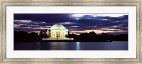 Framed Monument lit up at dusk, Jefferson Memorial, Washington DC, USA Print