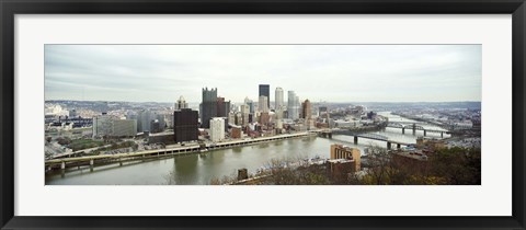 Framed High angle view of a city, Pittsburgh, Allegheny County, Pennsylvania, USA Print