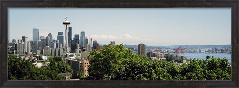 Framed Skyscrapers in a city, Space Needle, Seattle, Washington State, USA Print