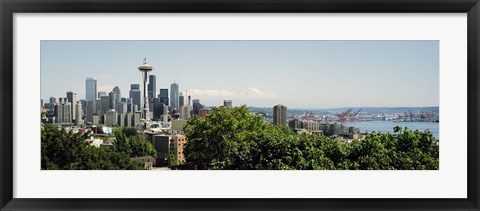 Framed Skyscrapers in a city, Space Needle, Seattle, Washington State, USA Print