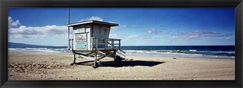 Framed Lifeguard hut on the beach, 8th Street Lifeguard Station, Manhattan Beach, Los Angeles County, California, USA Print