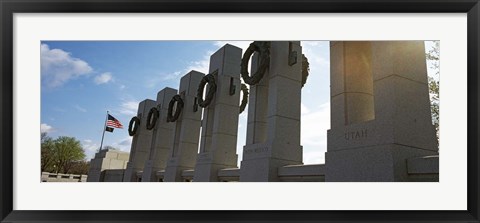 Framed Colonnade in a war memorial, National World War II Memorial, Washington DC, USA Print