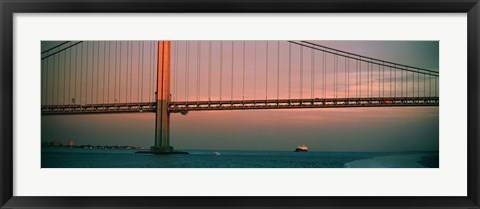 Framed Bridge across the river, Verrazano-Narrows Bridge, New York Harbor, New York City, New York State, USA Print