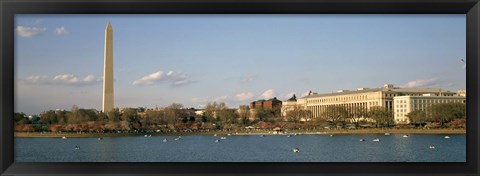 Framed Monument at the riverside, Washington Monument, Potomac River, Washington DC, USA Print