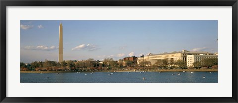 Framed Monument at the riverside, Washington Monument, Potomac River, Washington DC, USA Print