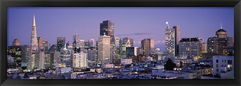 Framed High angle view of San Francisco at dusk, California Print