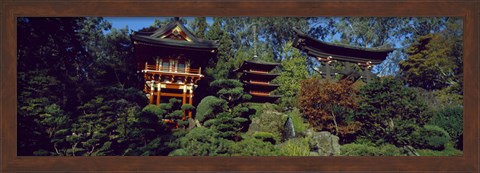 Framed Pagodas in a park, Japanese Tea Garden, Golden Gate Park, Asian Art Museum, San Francisco, California, USA Print