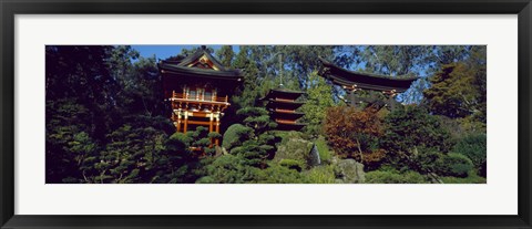 Framed Pagodas in a park, Japanese Tea Garden, Golden Gate Park, Asian Art Museum, San Francisco, California, USA Print