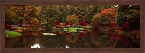 Framed Reflection of trees in water, Japanese Tea Garden, Golden Gate Park, Asian Art Museum, San Francisco, California, USA Print