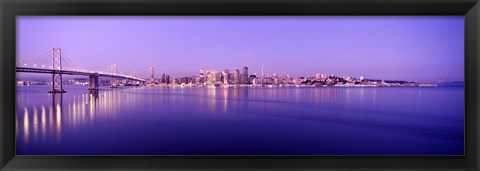 Framed Bay Bridge with a lit up city skyline in the background, San Francisco, California, USA Print