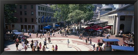 Framed Tourists in a market, Faneuil Hall Marketplace, Quincy Market, Boston, Suffolk County, Massachusetts, USA Print